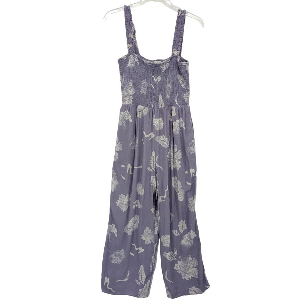Wilfred Floral Smocked Wide Leg Jumpsuit Boho Resort Cottage Minimalist Size M
